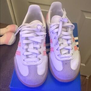 adidas Kids White and Pink Sneakers